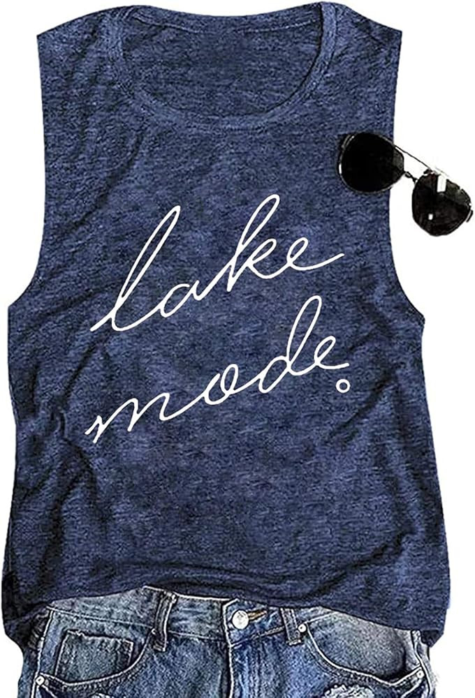FAYALEQ Lake Mode Tank Tops Women Lake Life Summer Vacation Funny Vest Tees Camping Casual Tanks ... | Amazon (US)