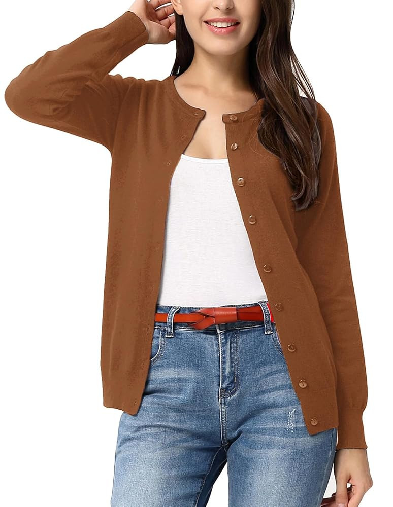 GRACE KARIN Women's Classic Long Sleeve Knit Cardigan Sweaters Casual Open Front Button Down Card... | Amazon (US)