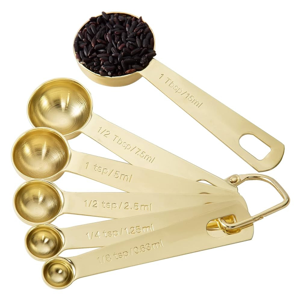 Gold Measuring Spoons, Heavy Duty 18/8 Stainless Steel Measuring Set of 6 Piece: 1/8 tsp, 1/4 tsp... | Amazon (US)