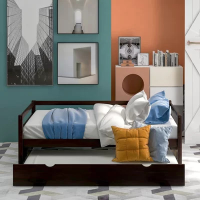 Daybed With Trundle Frame Set, Twin Size, Espresso(New SKU:WF283064AAP) | Wayfair North America