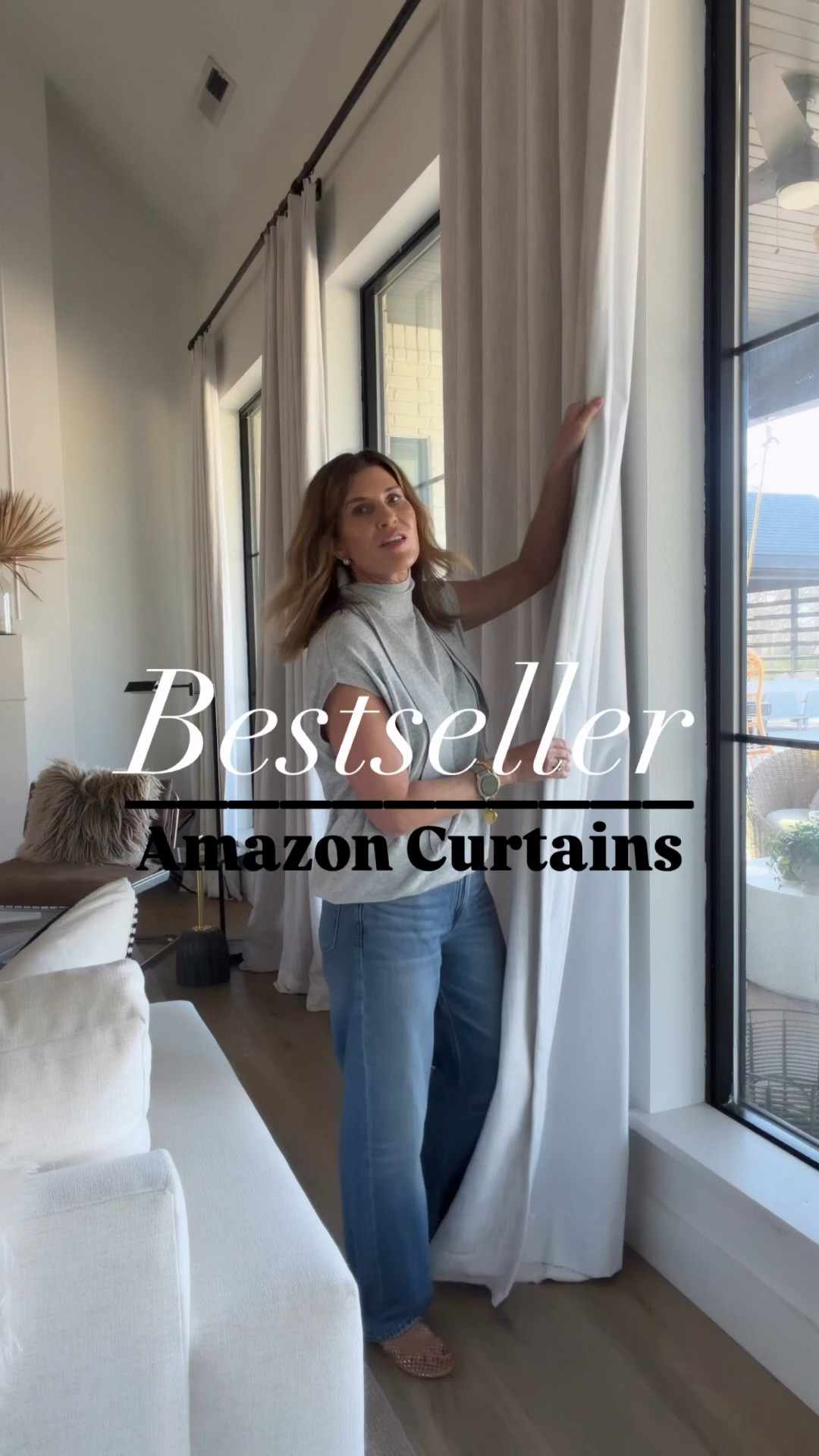 Linen blend curtains light filtering. I have the beige white in 120”L x 52” W
Don’t go cheap on the rods! These are quality curtains and heavy 

#LTKOver40 #LTKHome