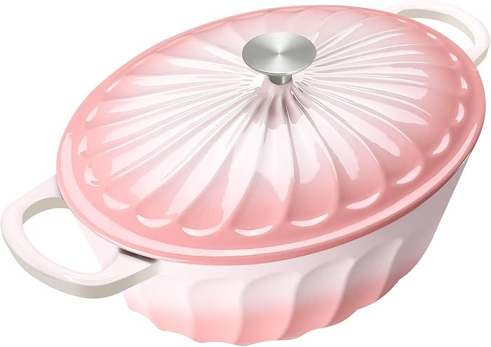 Enameled Oval Dutch Oven Pot with Lid, 7 QT Cast Iron Dutch Oven with Dual Handles for Cooking, B... | Amazon (US)