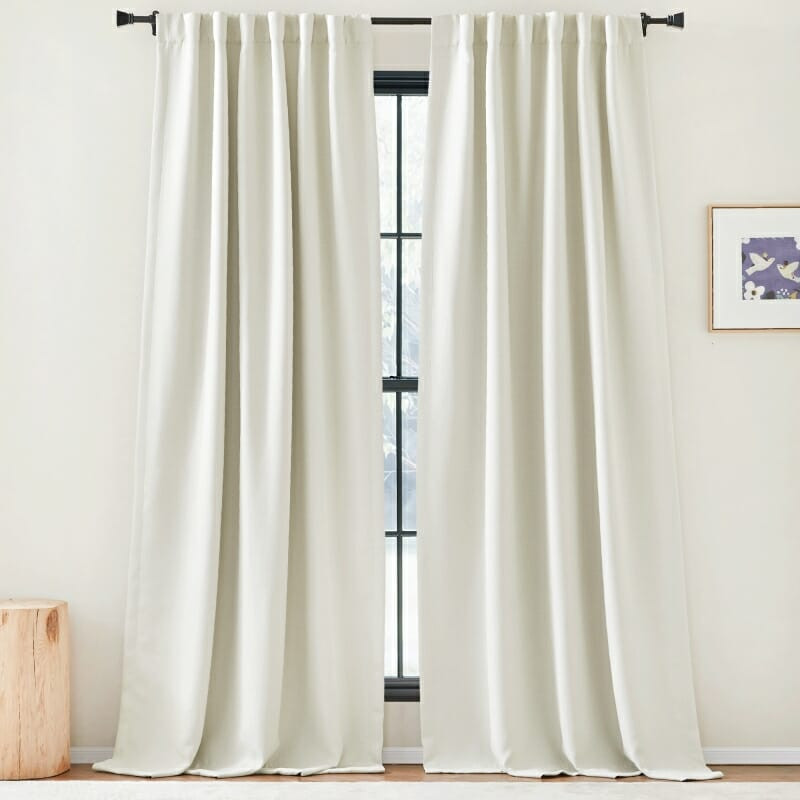 Custom Zoe Faux Linen Room Darkening Curtain | TheHues | TheHues