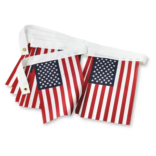 Annin 12’ American Flag Garland with 12 Patriotic 8" x 12" Flags | Walmart (US)
