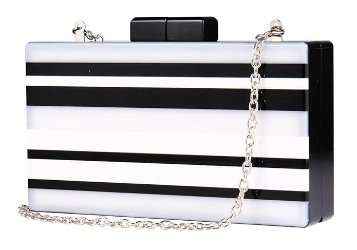 Black and White Purse Acrylic Clutch Evening Handbags Crossbody Bags for Women | Amazon (US)
