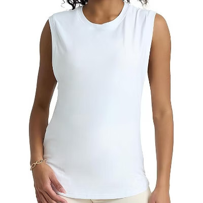 POPSUGAR PS Women's Workout Tops - Sleeveless Loose Fit Athletic Muscle Workout Tank Top for Sports Gym Exercise Yoga for Women White Light Medium | Target