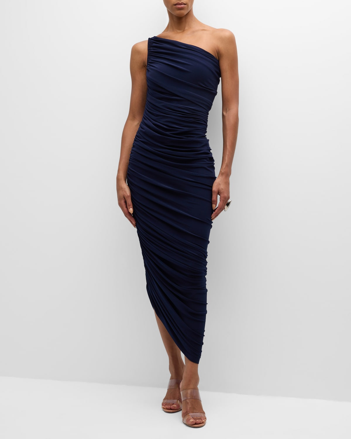 Diana Shirred One-Shoulder Gown | Neiman Marcus