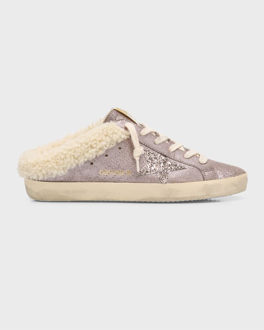 Golden Goose Sabot Shimmer Shearling Slide Sneakers | Neiman Marcus