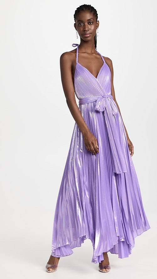 Arista Sleeveless Cross Back Pleat Maxi Dress | Shopbop