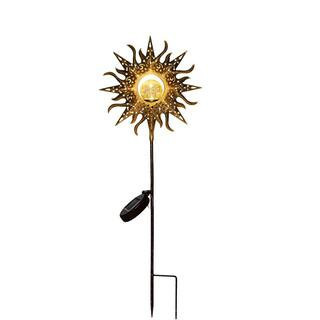 Outdoor Garden Solar Lights Stake, Crackle Glass Metal Flower Waterproof LED Fairy Lights for Pathway, Lawn or Courtyard | The Home Depot