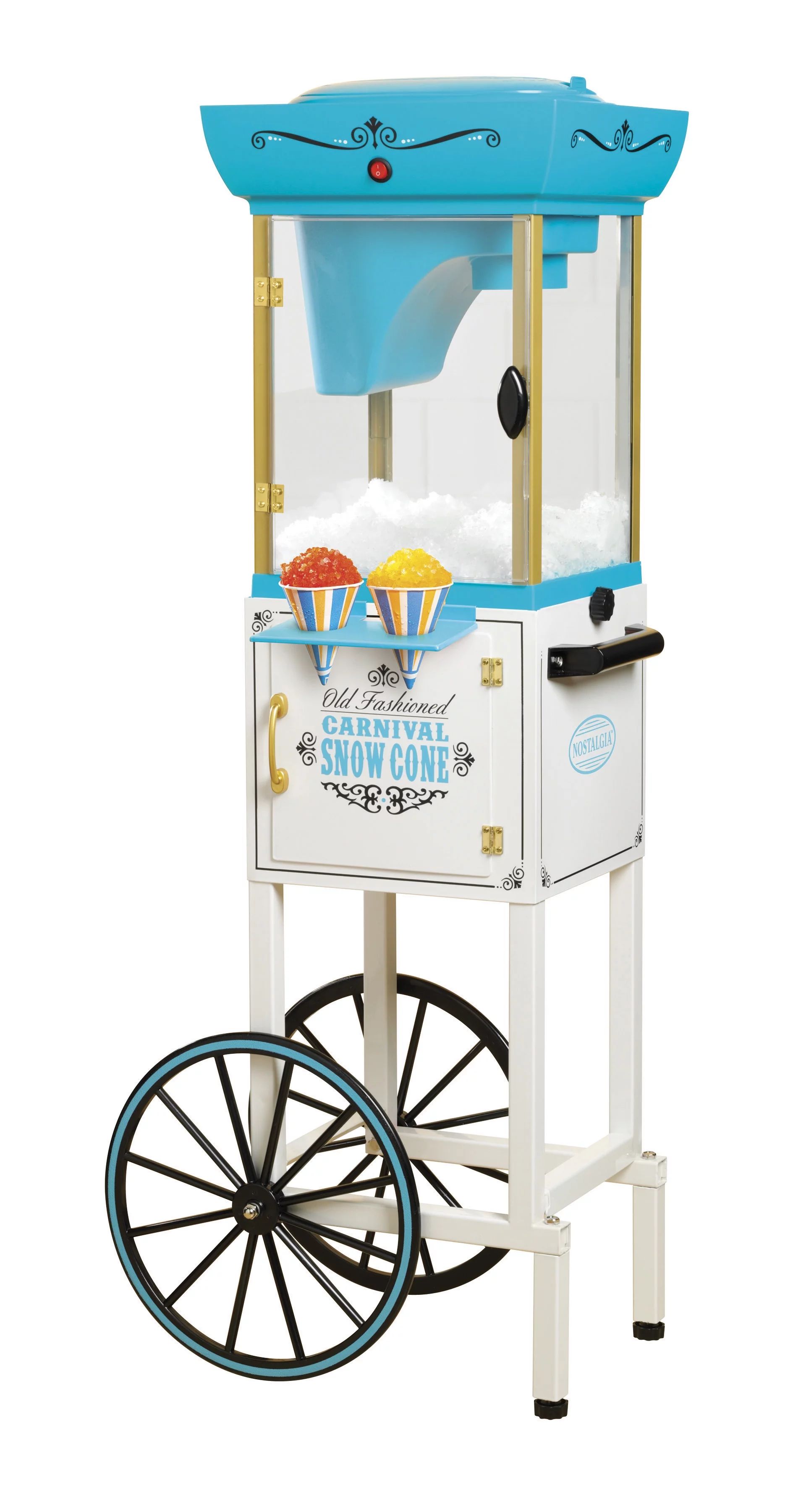 Nostalgia SCC399 48-inch Tall Snow Cone Cart, Makes 48 Icy Treats, White/Blue | Walmart (US)