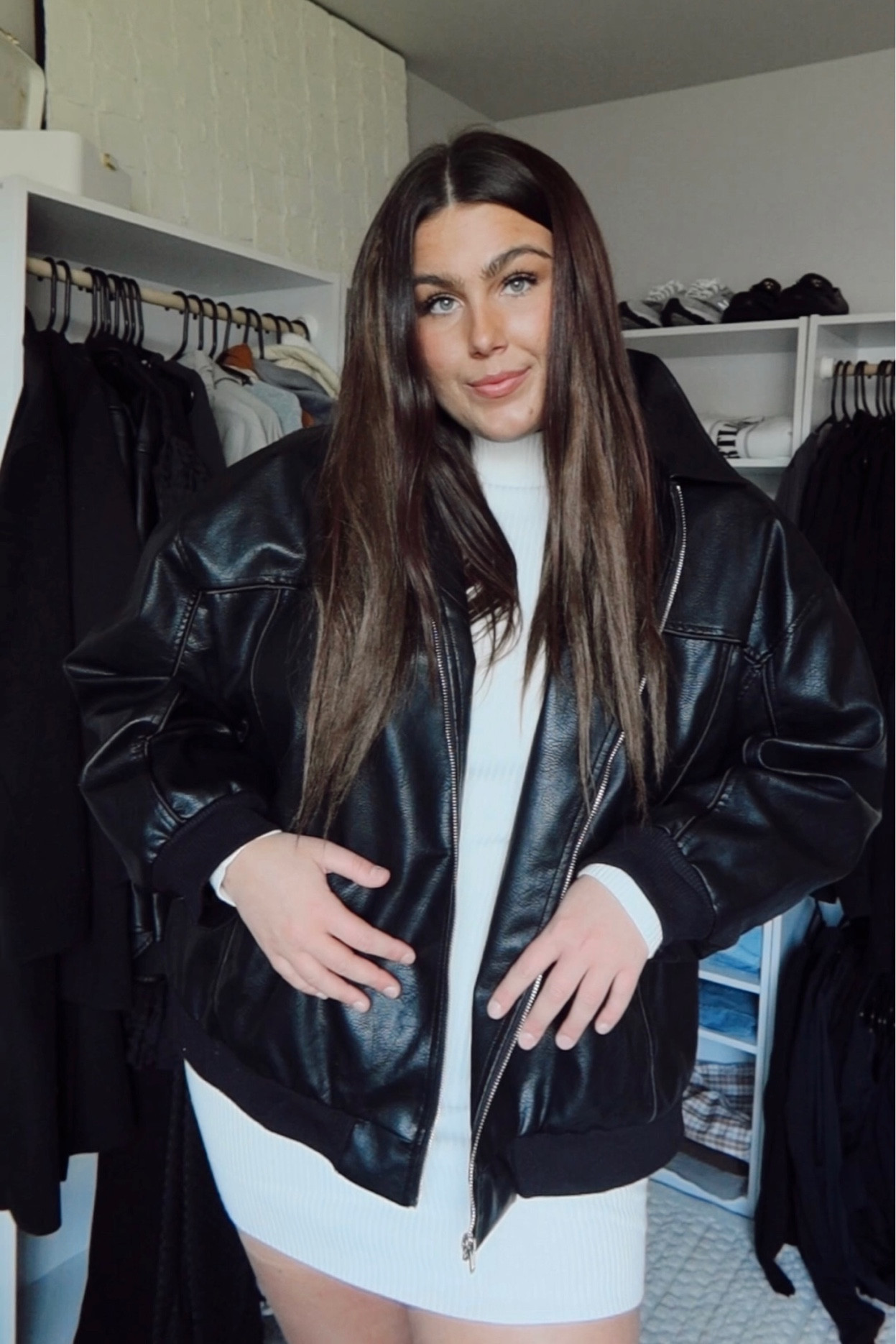 Leather jacket and dress 

#LTKstyletip #LTKplussize #LTKmidsize