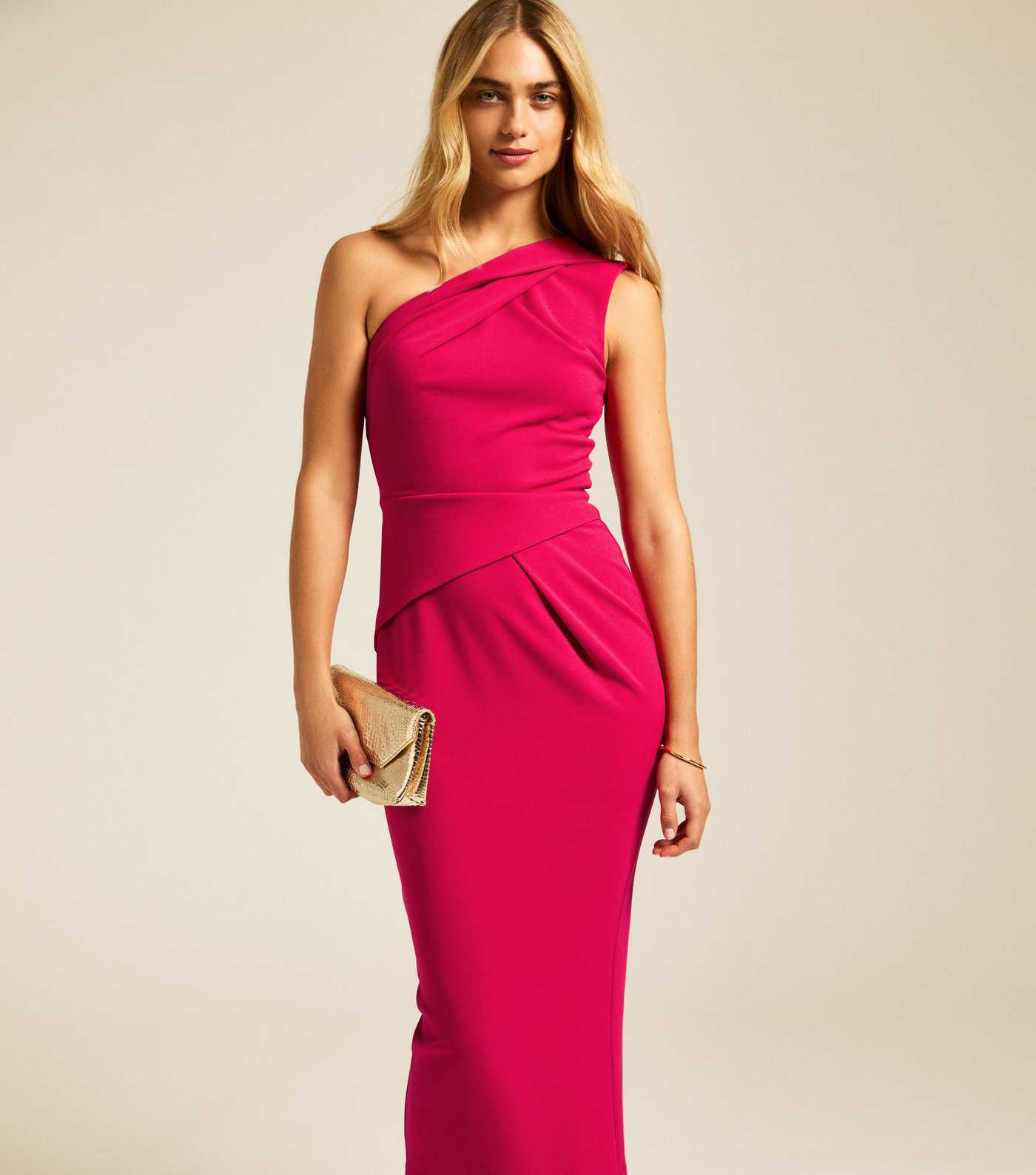 Pink One Shoulder Midi Dress | New Look | New Look (UK)