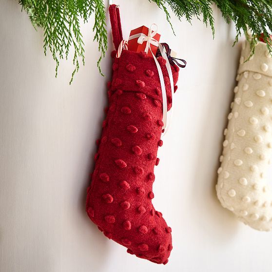 Bubble Wool Stocking Red 12"" H Bubble Wool Stocking | West Elm (US)