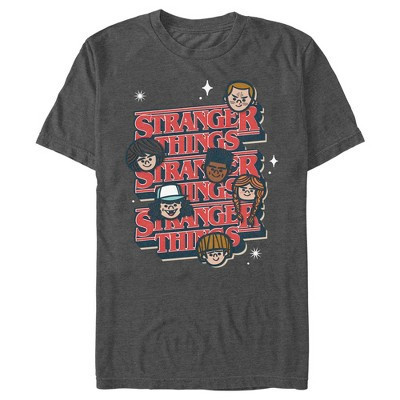 Men's Stranger Things Cute Kawaii Cartoon Friends  T-Shirt - Charcoal Heather - Medium | Target