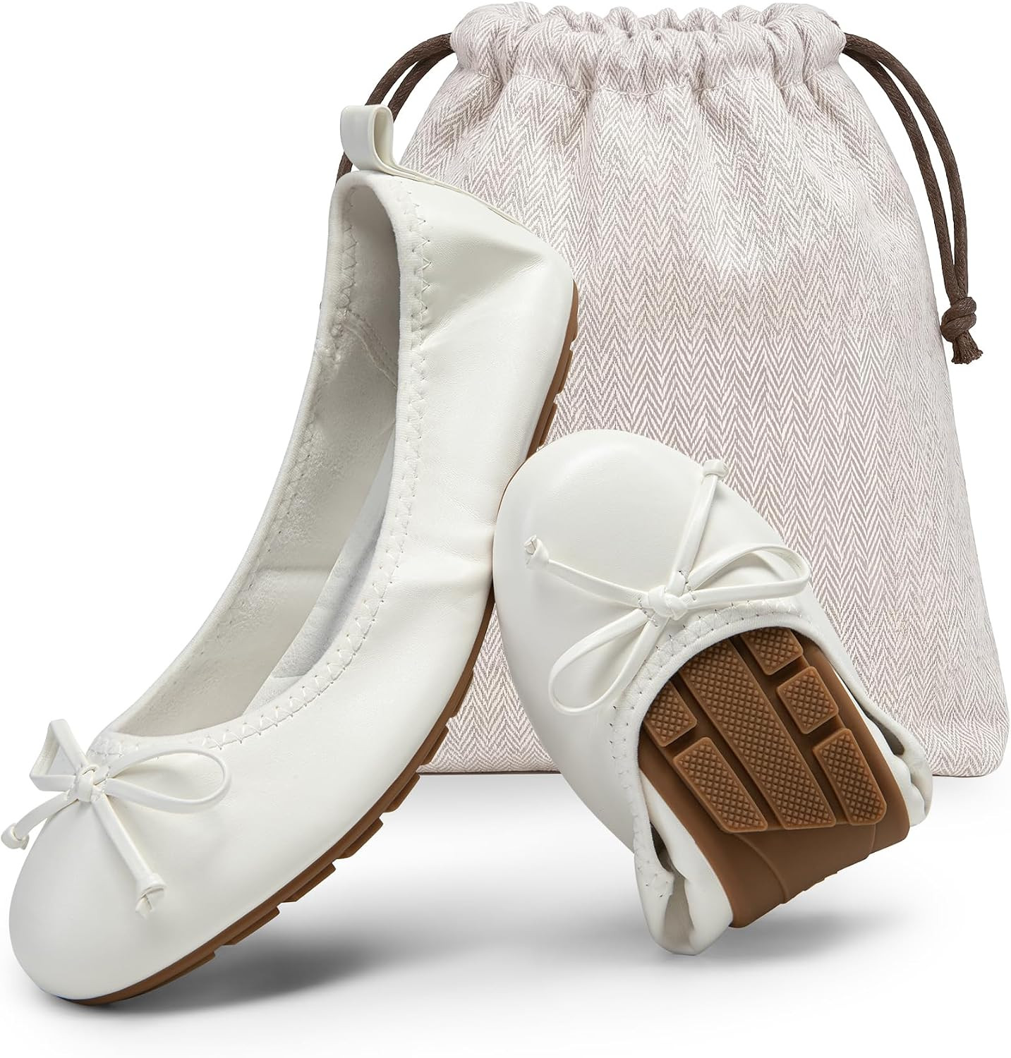 DREAM PAIRS Women's Foldable Bowknot Ballet Flats | Amazon (US)