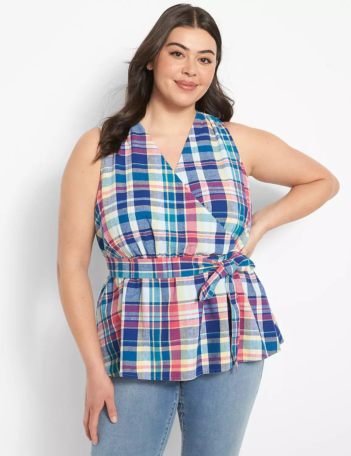 Classic Surplice-Neck Belted Halter Top | LaneBryant | Lane Bryant (US)