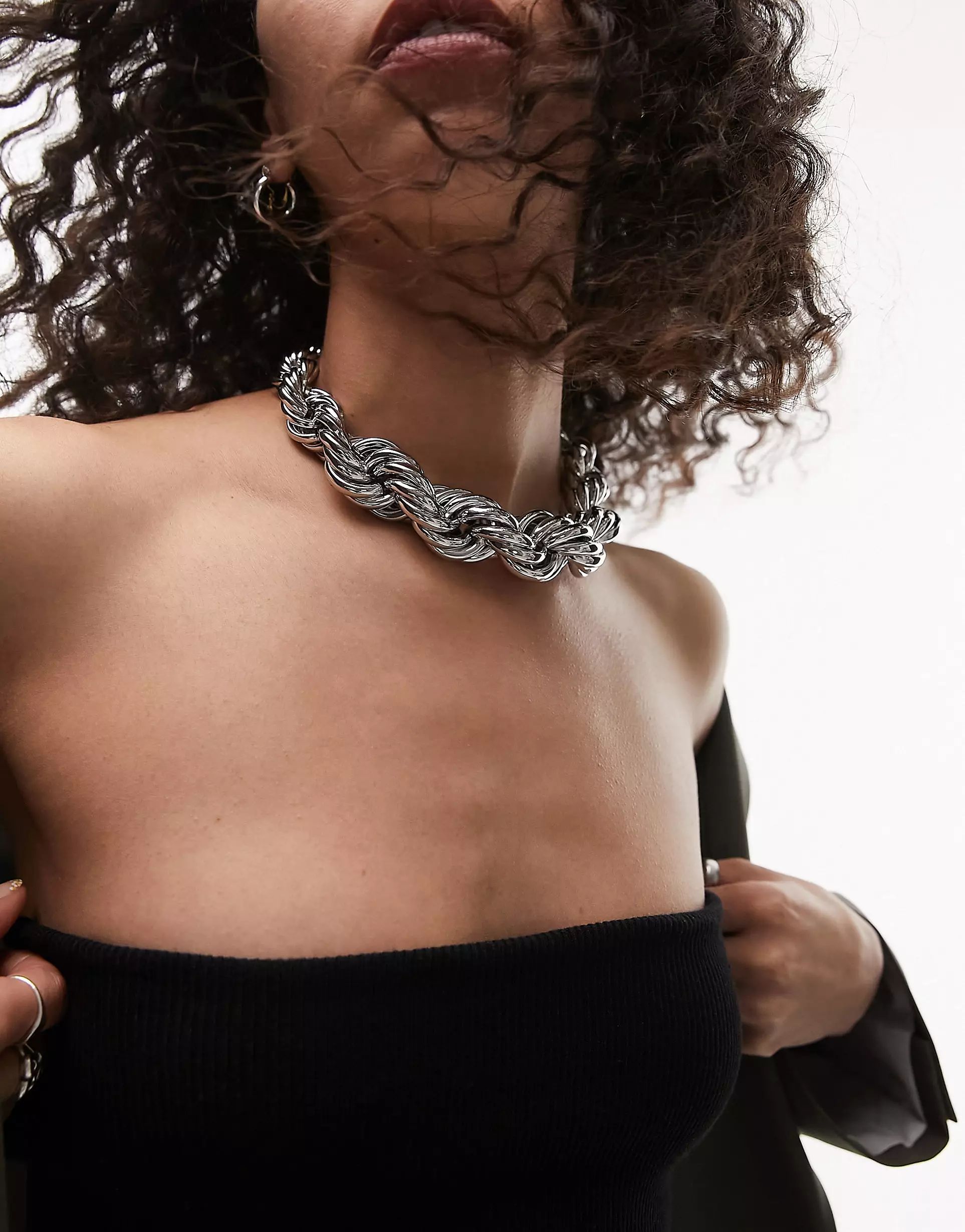 Topshop twist chain collar necklace in silver | ASOS (Global)