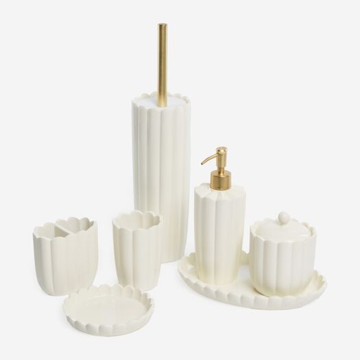 Cream Fluted Bathroom Basin Set | TK Maxx