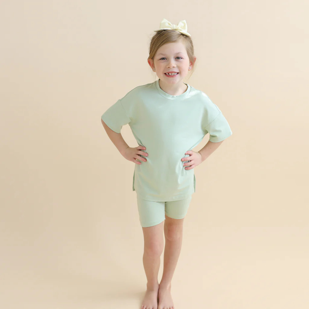 Toddler Biker Short Set in Basil | Kyte Baby