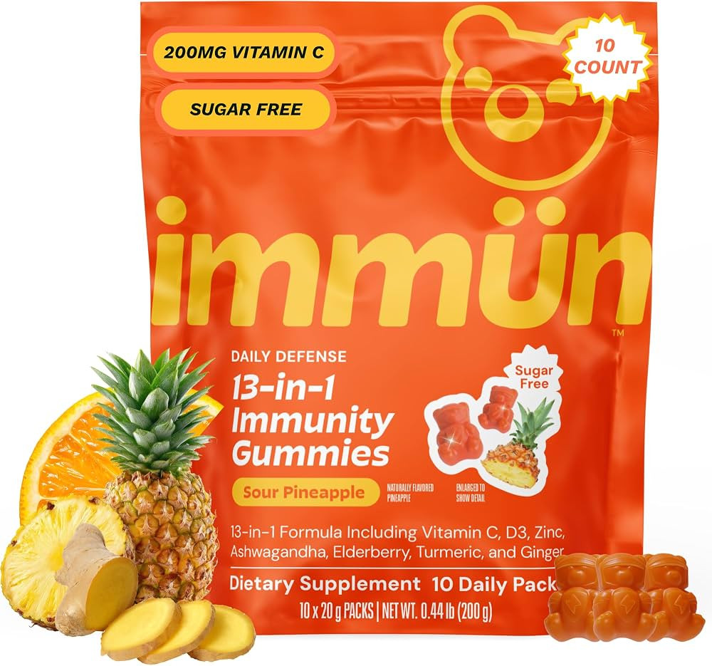 Gr\u00fcns Immun Sugar Free Immunity Gummies with Vitamin C, Zinc, MCT Oil, & Turmeric - Daily Im... | Amazon (US)