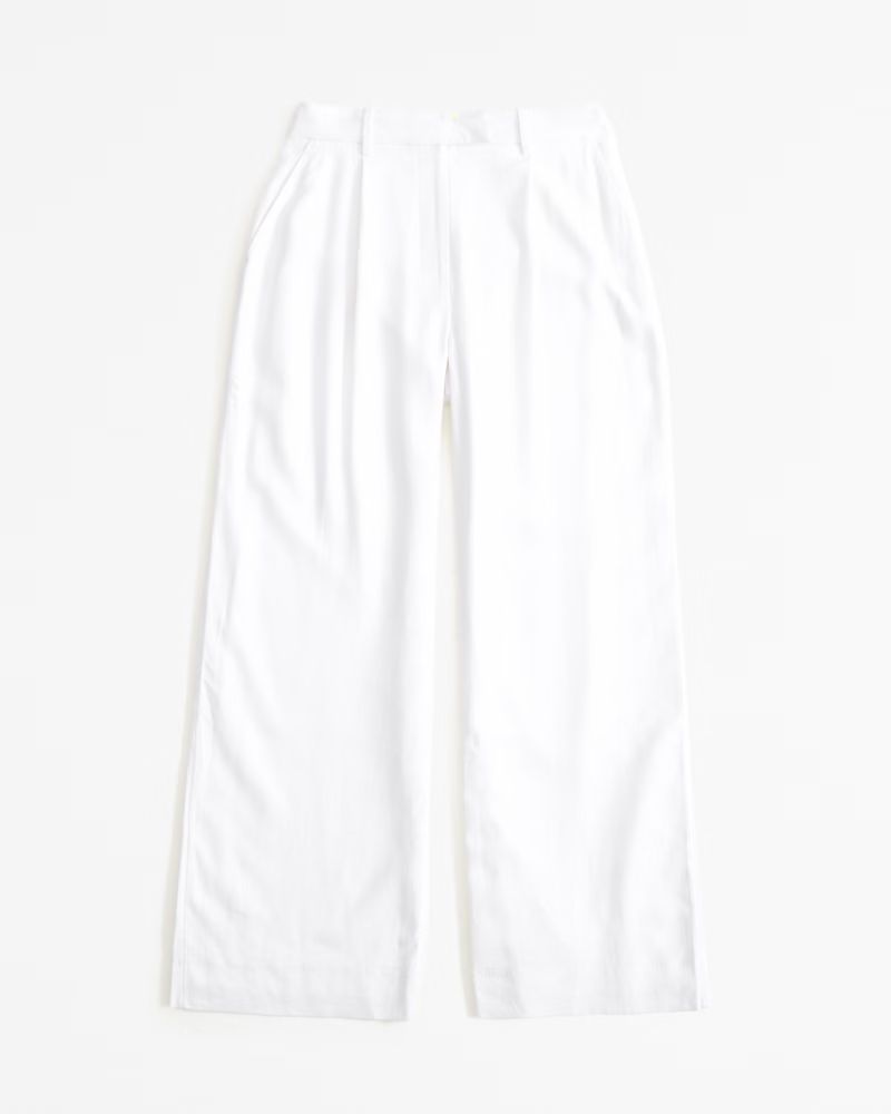 Curve Love A&F Harper Tailored Linen-Blend Pant | Abercrombie & Fitch (US)
