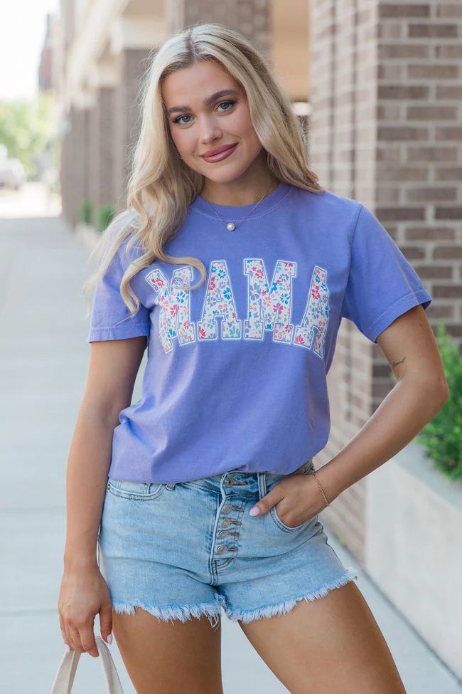 Mama Floral Violet Comfort Colors Graphic Tee | Pink Lily