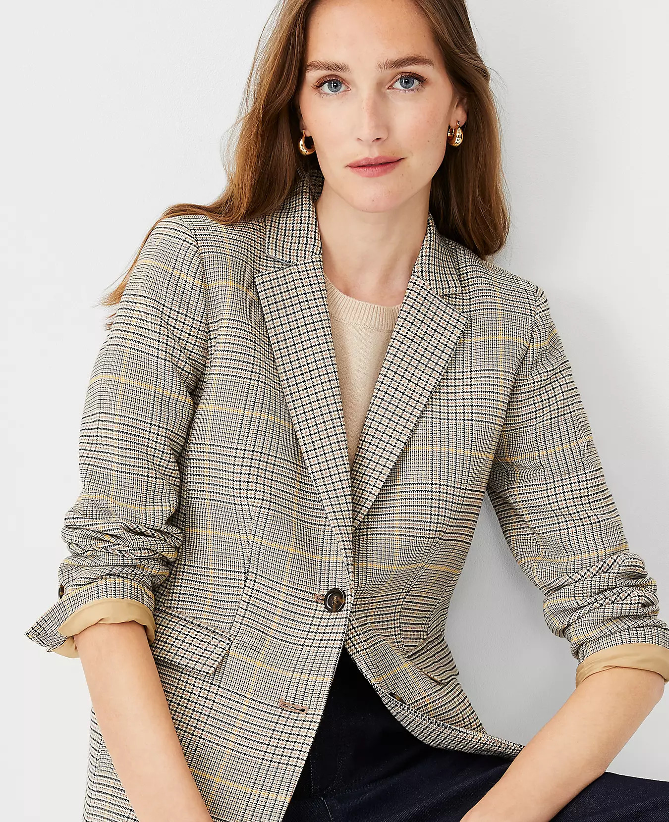 The Greenwich Blazer in Glen Check | Ann Taylor (US)