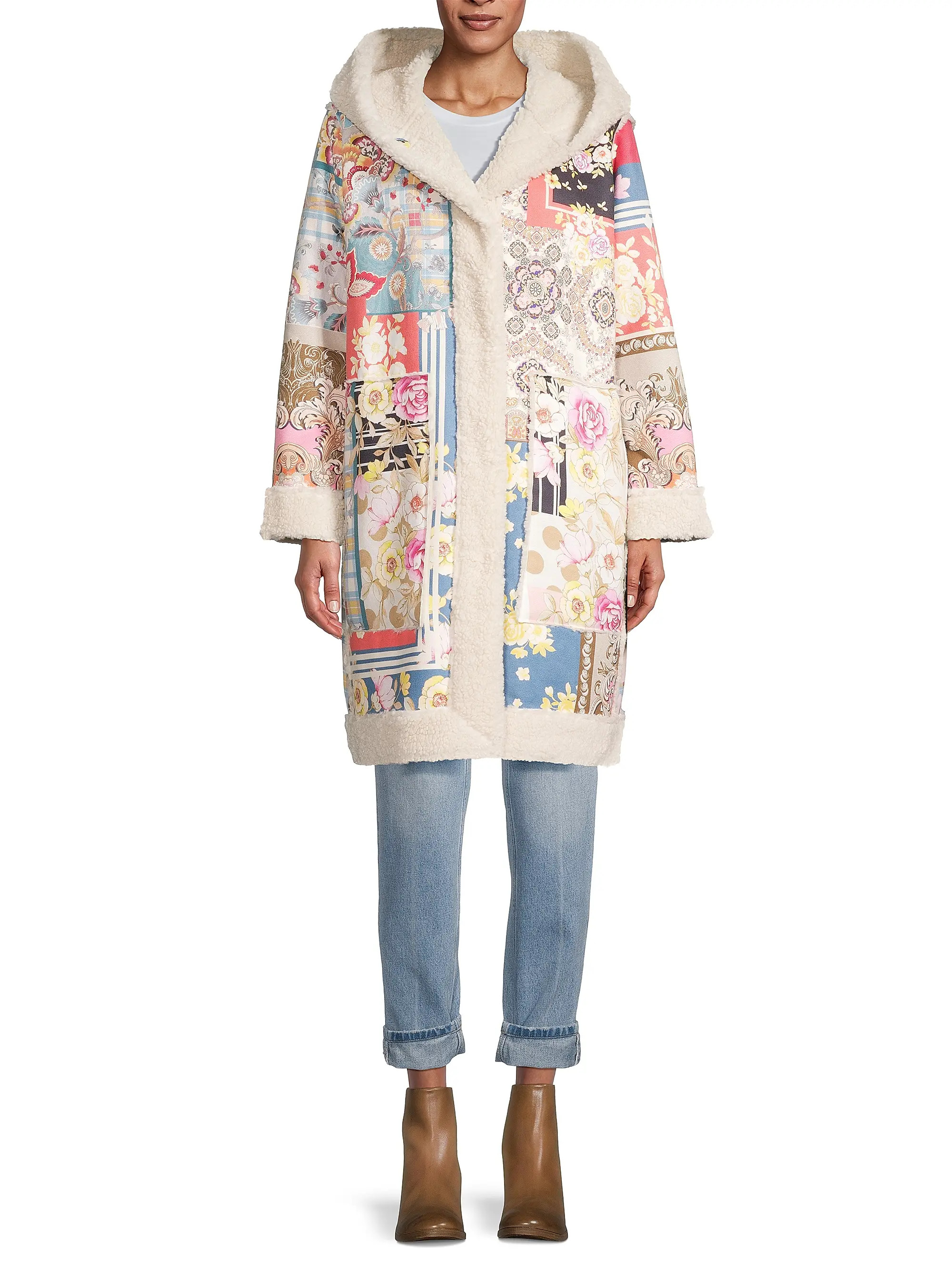 Kerry Patchwork Sherpa-Lined Coat | Saks Fifth Avenue
