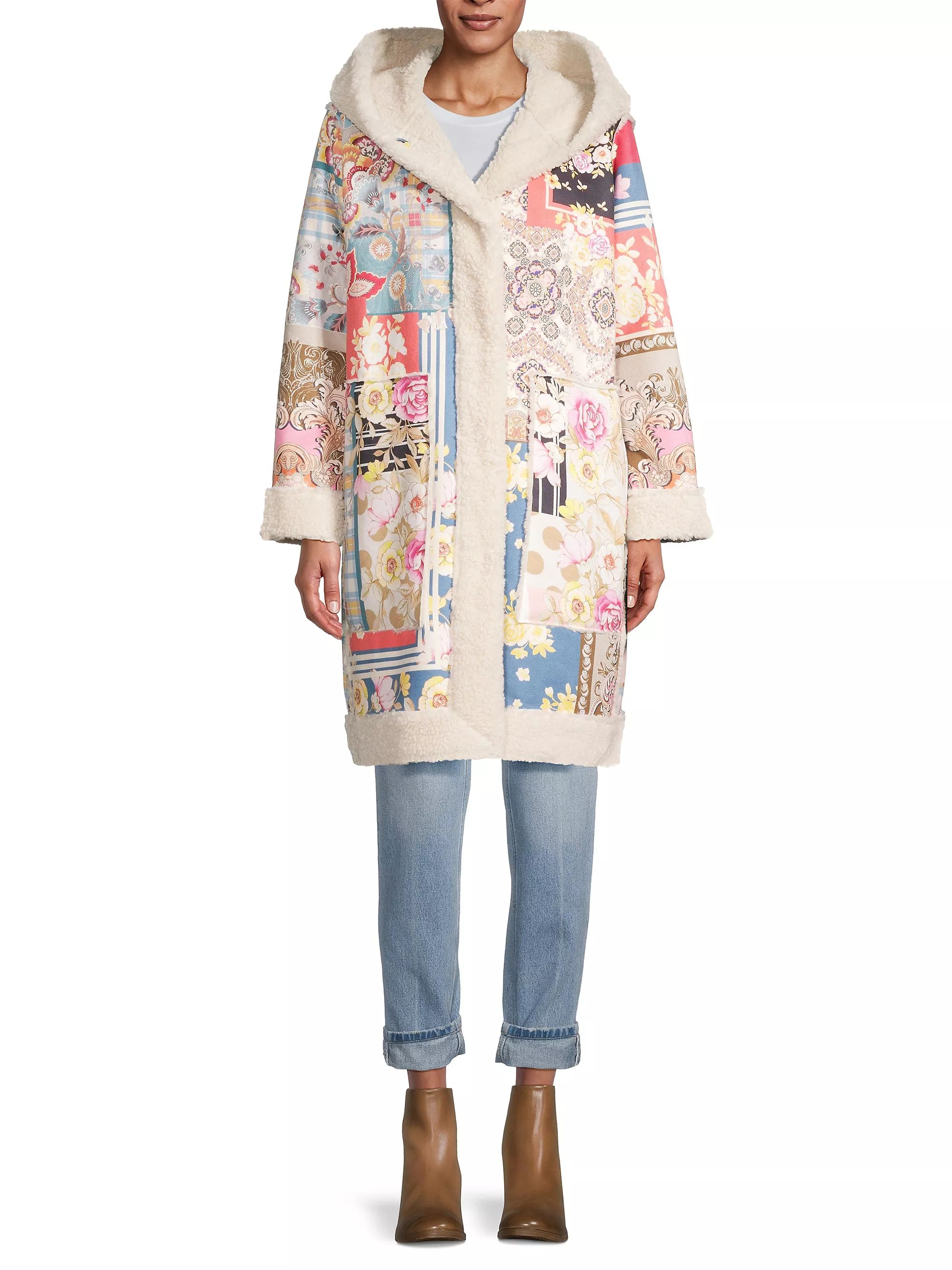 Kerry Patchwork Sherpa-Lined Coat | Saks Fifth Avenue