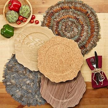 Two's Company Set of 6 Guinea Fowl Feather Placemats | Amazon (US)