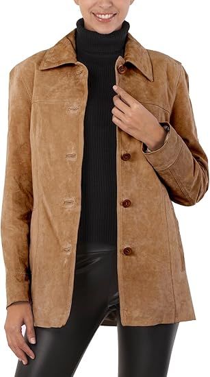 BGSD Women Anna Suede Leather Car Coat (Also available in Plus Size & Petite) | Amazon (US)