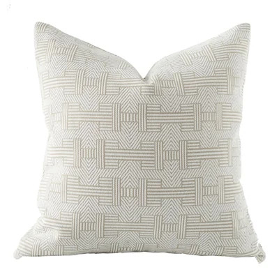 Chenille Jacquard Pine Tree Embroidery Throw Pillow Cover, 20x20 Inches - Croker Horse White Beige Modern Farmhouse Cushion Cover for Living Room | Wayfair North America