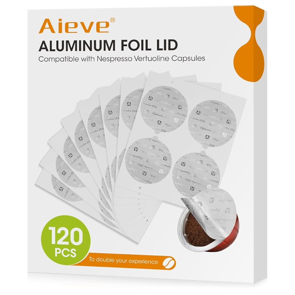 Aieve 120Pcs Aluminum Foil Seals Lid for Reusable Nespresso Pods Vertuo Compatible with Nespresso... | Amazon (US)