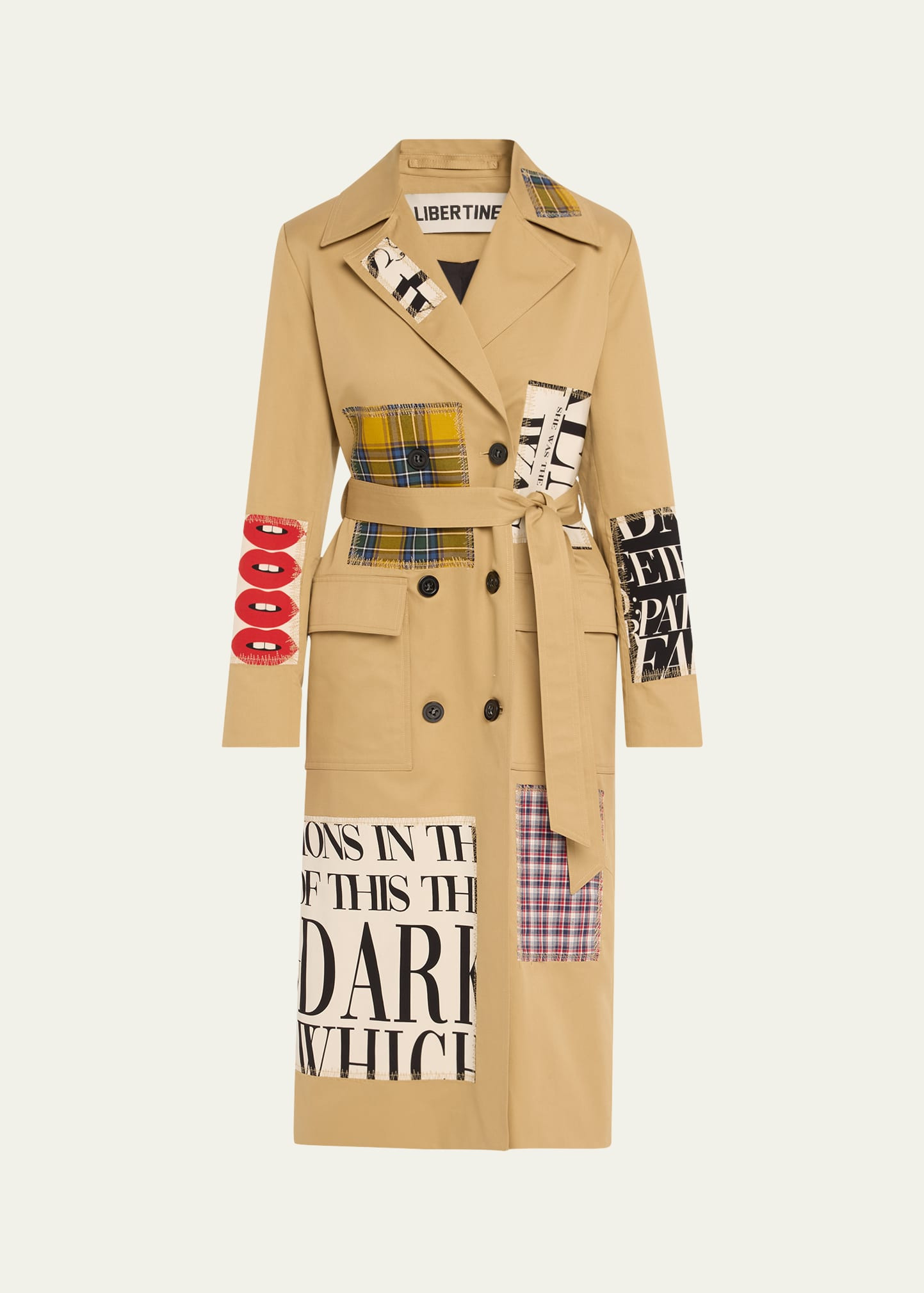 Libertine Patch Happy Belted Long Trench Coat | Bergdorf Goodman