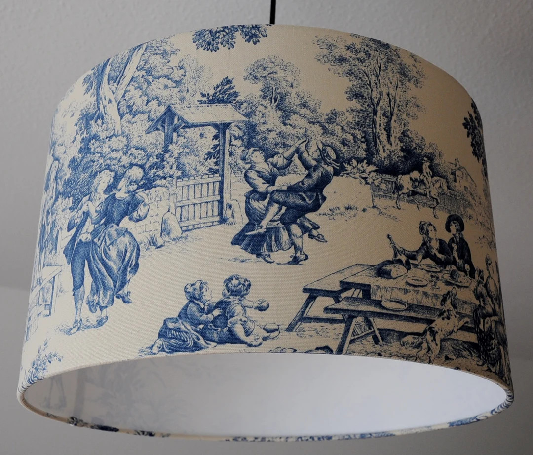 Lampshade toile De Jouy Festin blue - Etsy | Etsy (US)
