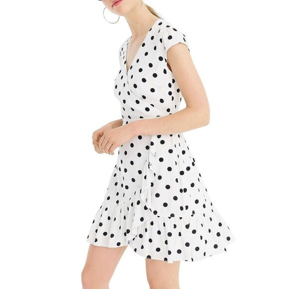 J CREW RUFFLE-FRONT MINI DRESS IN SOFT RAYON POLKA DOTS P4759 | Poshmark