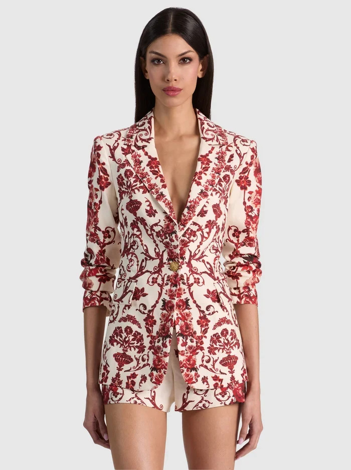 MACEY NOTCH COLLAR FITTED BLAZER in WINDING ROAD | ALICE + OLIVIA | Alice + Olivia