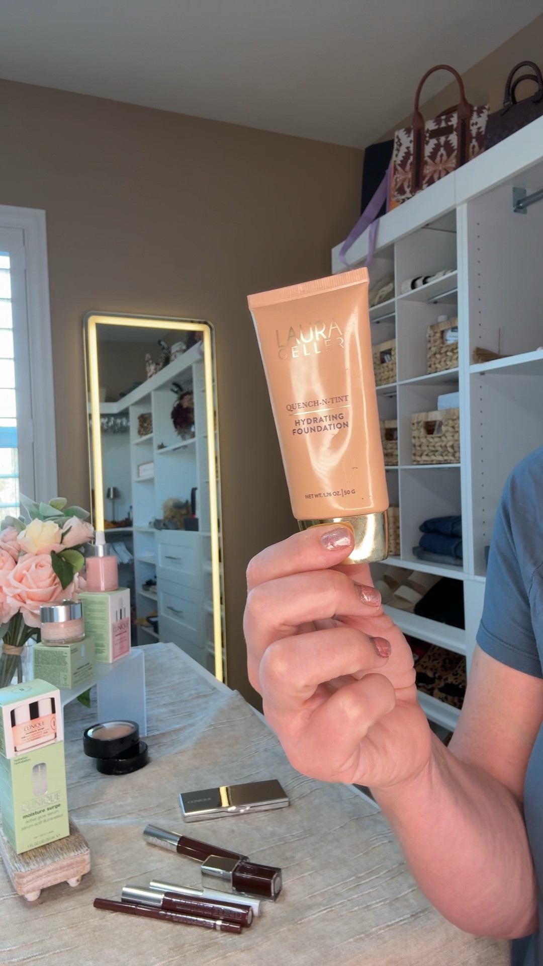 People always ask if this actually looks like makeup or if it just feels like skincare. It really doesn’t look heavy at all. I’m over 50, so I’m picky about anything that can settle, cake, or make my skin look dry. I was getting ready today and didn’t want a full foundation, so I reached for Laura Geller Quench-n-Tint. It goes on light, keeps my skin hydrated, and just evens things out without covering me up. It makes my skin look fresh and healthy, which is exactly what I want at this stage. 

#LTKmorningroutine #LTKOver40 #LTKBeauty