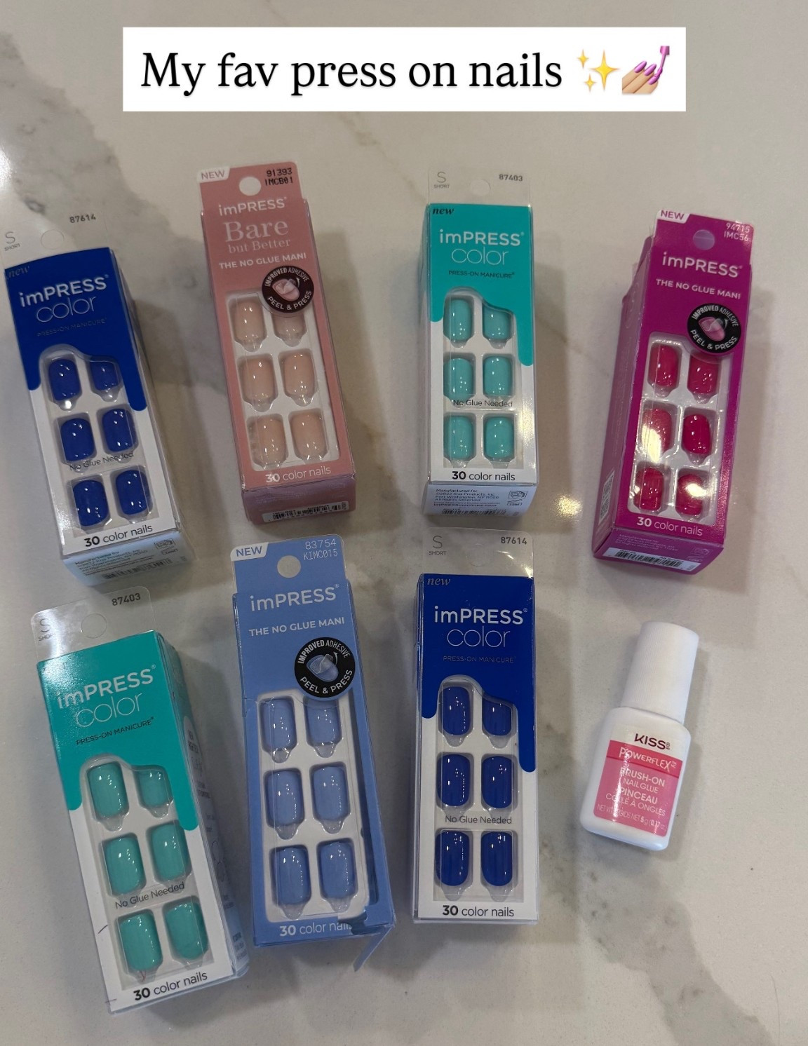 My favorite press on nails! ✨ Although they are stick on, I still add this glue and they stay on for FOREVER!! 🫶🏼