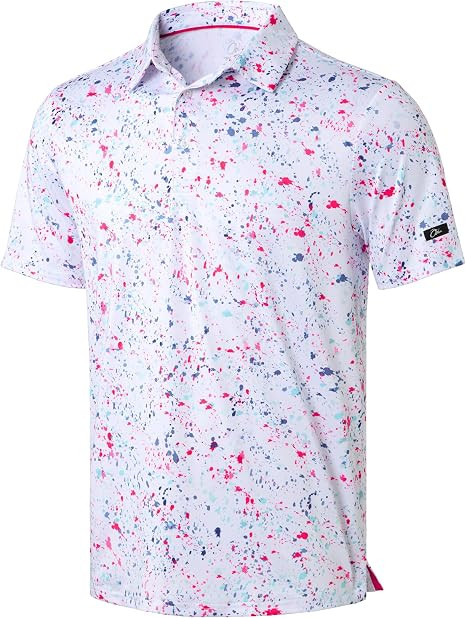Obla Mens Golf Polo Shirts Short Sleeve Dry Fit Performance Moisture Wicking Casual Print Collare... | Amazon (US)
