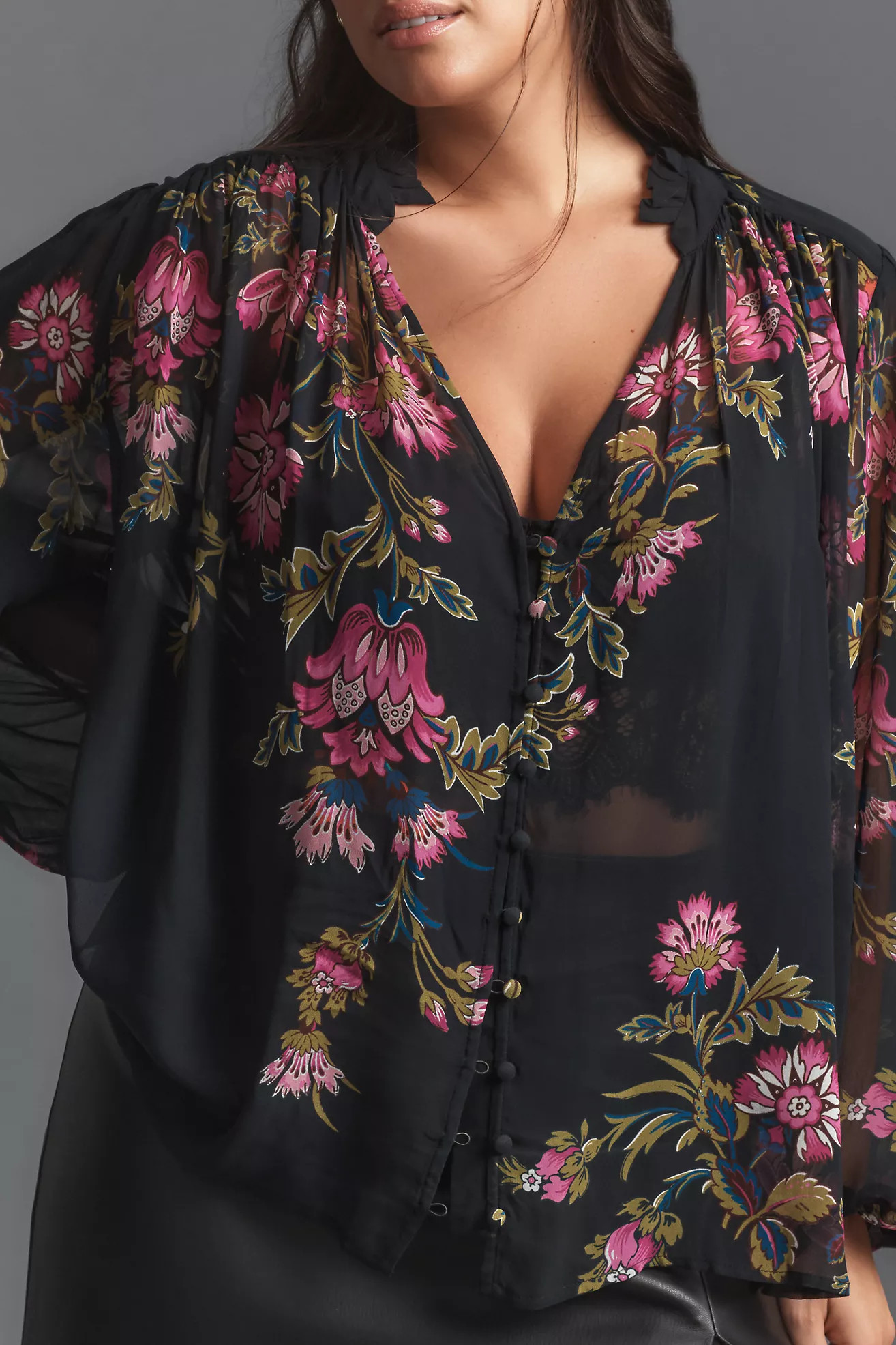 The Estela Sheer Printed Blouse | Anthropologie (US)