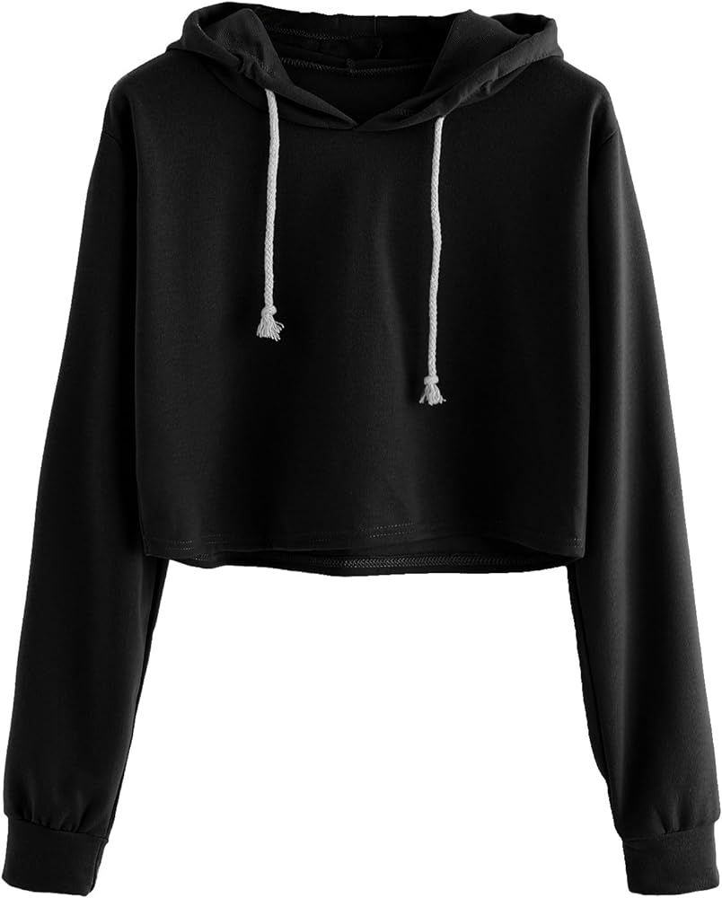MAKEMECHIC Women's Casual Long Sleeve Pullover Hoodies Crop Tops Sweatshirt | Amazon (US)