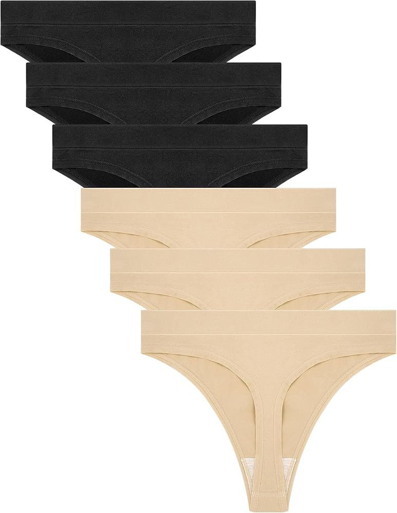 voenxe High Waisted Seamless Women Underwear Thongs,High Rise No Show Ladies Thong,Breathable Com... | Amazon (US)
