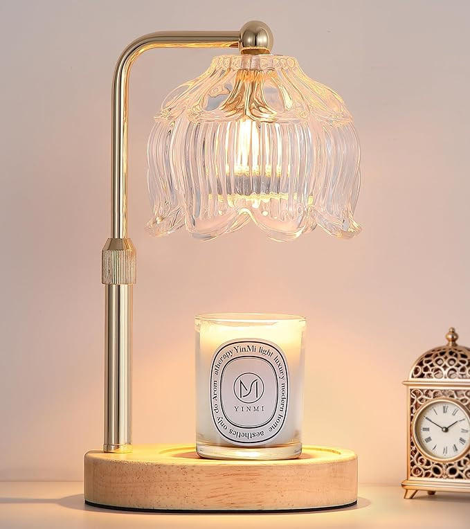 Gold Candle Warmer Lamp for Flower-Shaped Glass,Wax Melt Warmer for Jar Candles,Candle Warmer Lam... | Amazon (US)