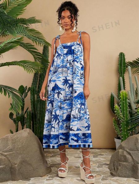 Blue & white tropical print dress 

#LTKSeasonal #LTKfindsunder50 #LTKfindsunder100