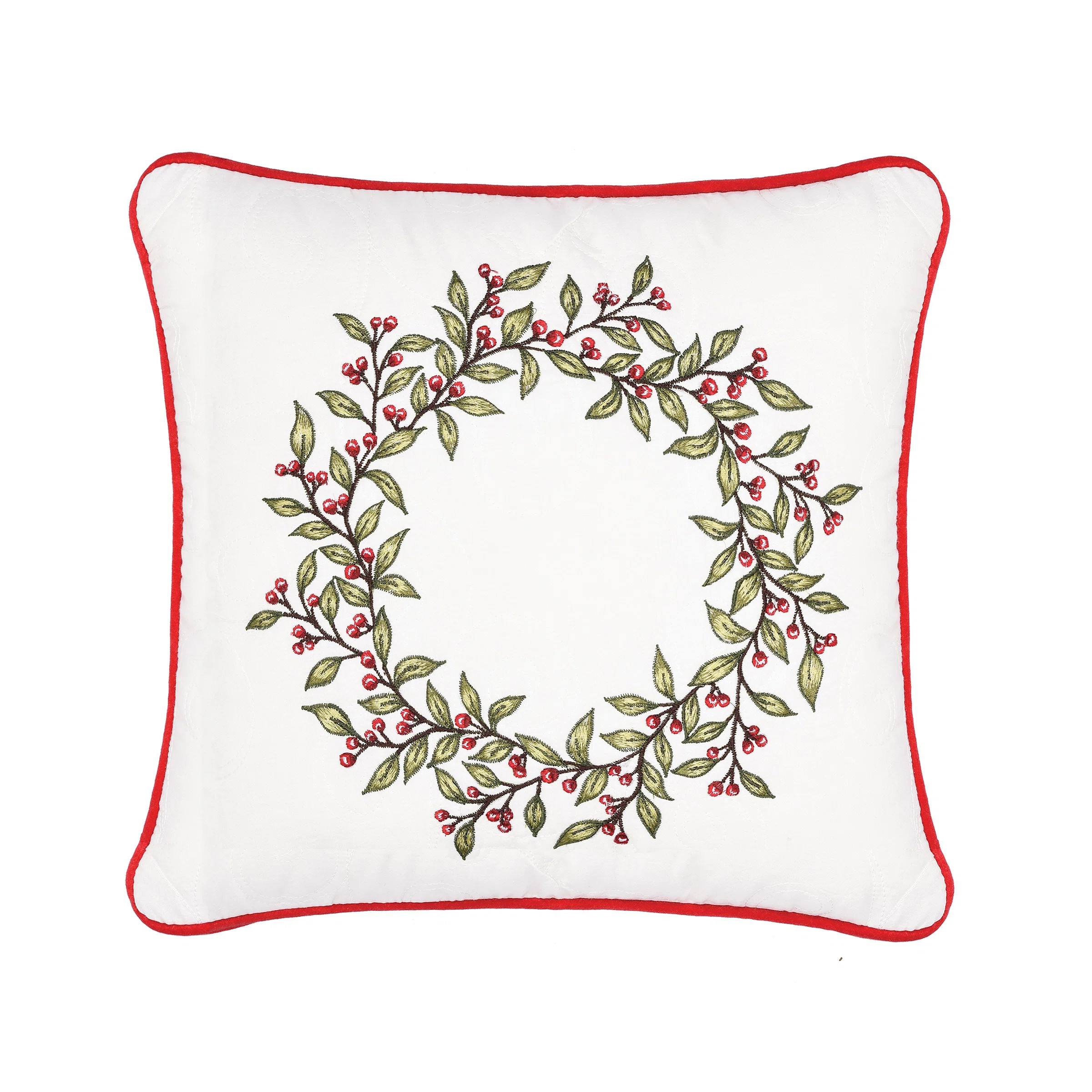 Berry Garland Embroidered Throw Pillow | Wayfair North America