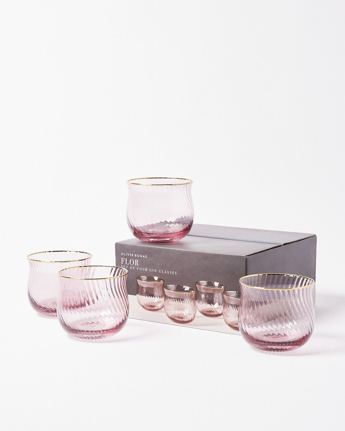 Flor Stemless Purple Gin Glasses Set Of Four | Oliver Bonas (Global)