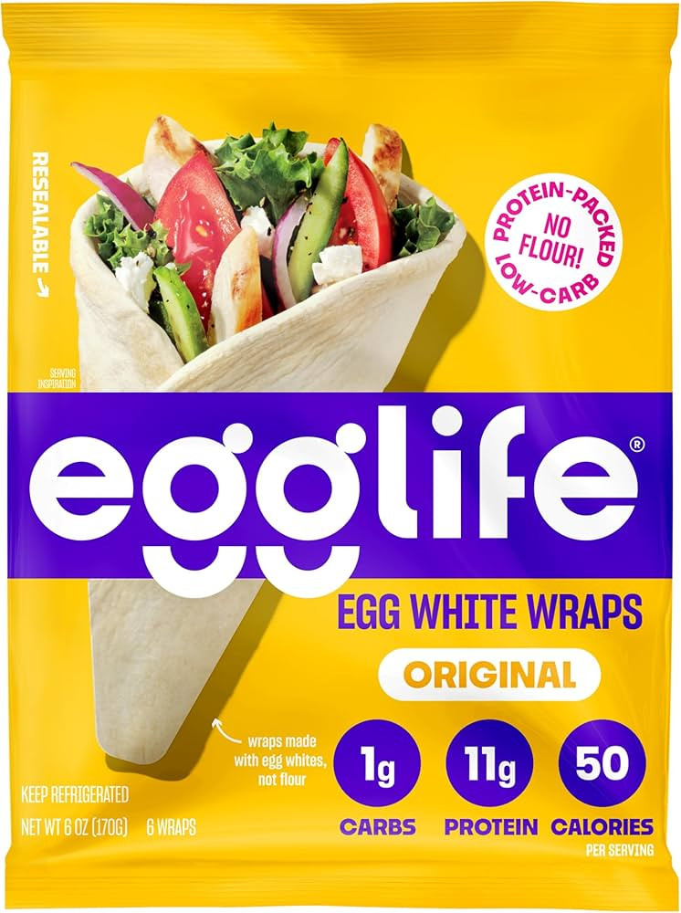 Egglife Original Egg White Wraps - (6 Count) - Refrigerated, Flourless, Gluten Free Wraps - Low C... | Amazon (US)