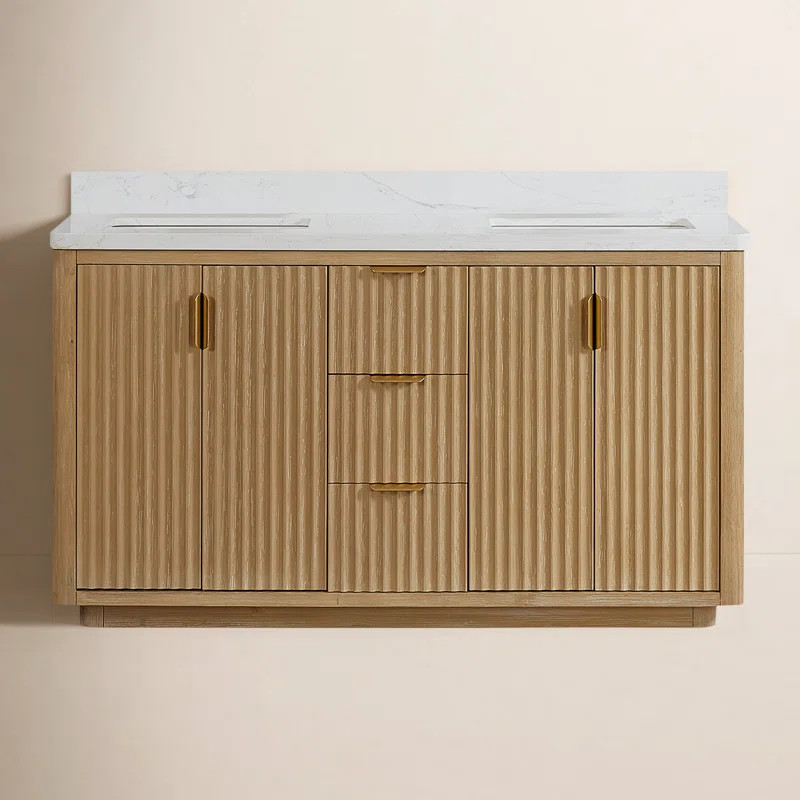 Adela 60'' Double Bathroom Vanity with Cultured Marble Top | Wayfair North America